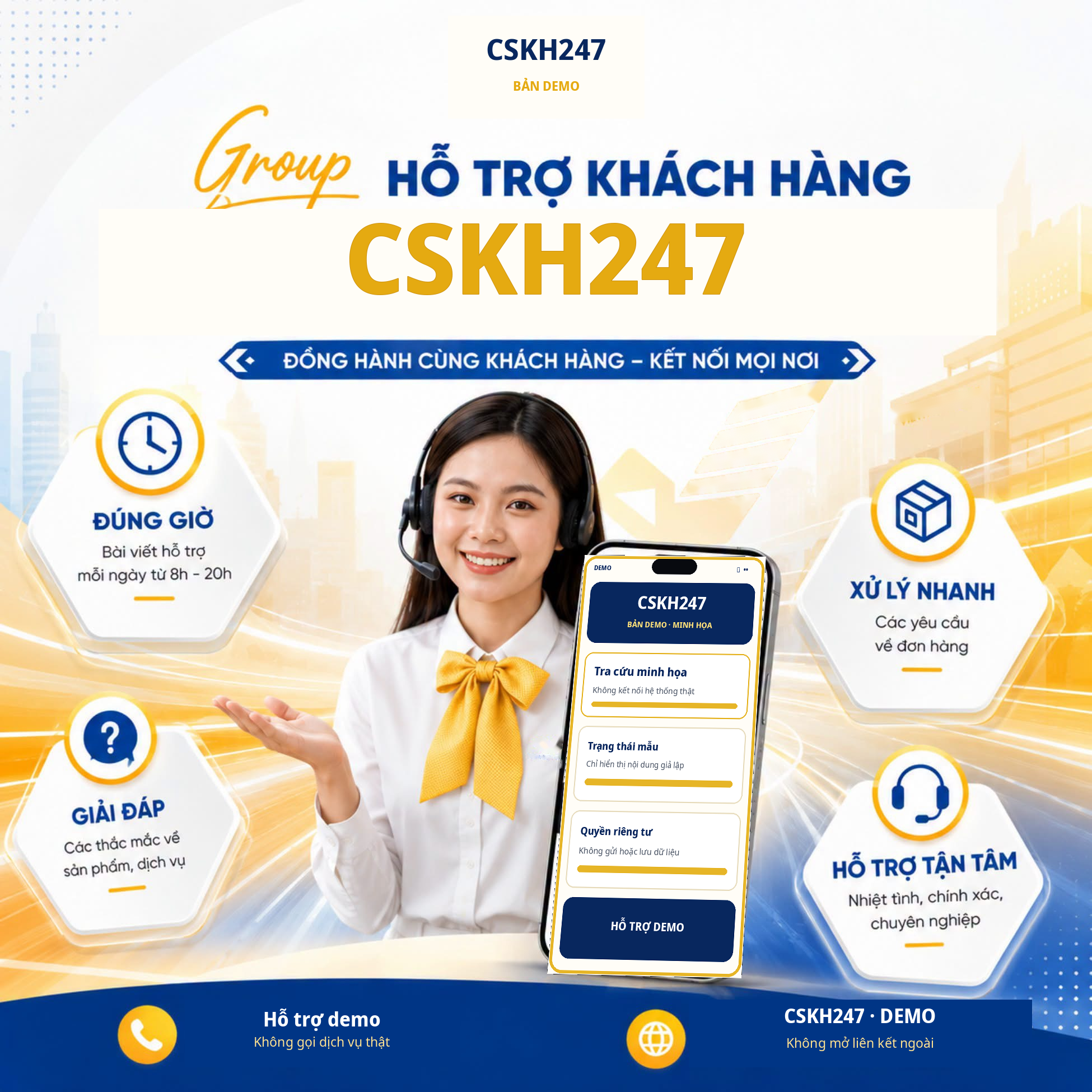 Tổng đài viên đeo tai nghe trong không gian chăm sóc khách hàng.